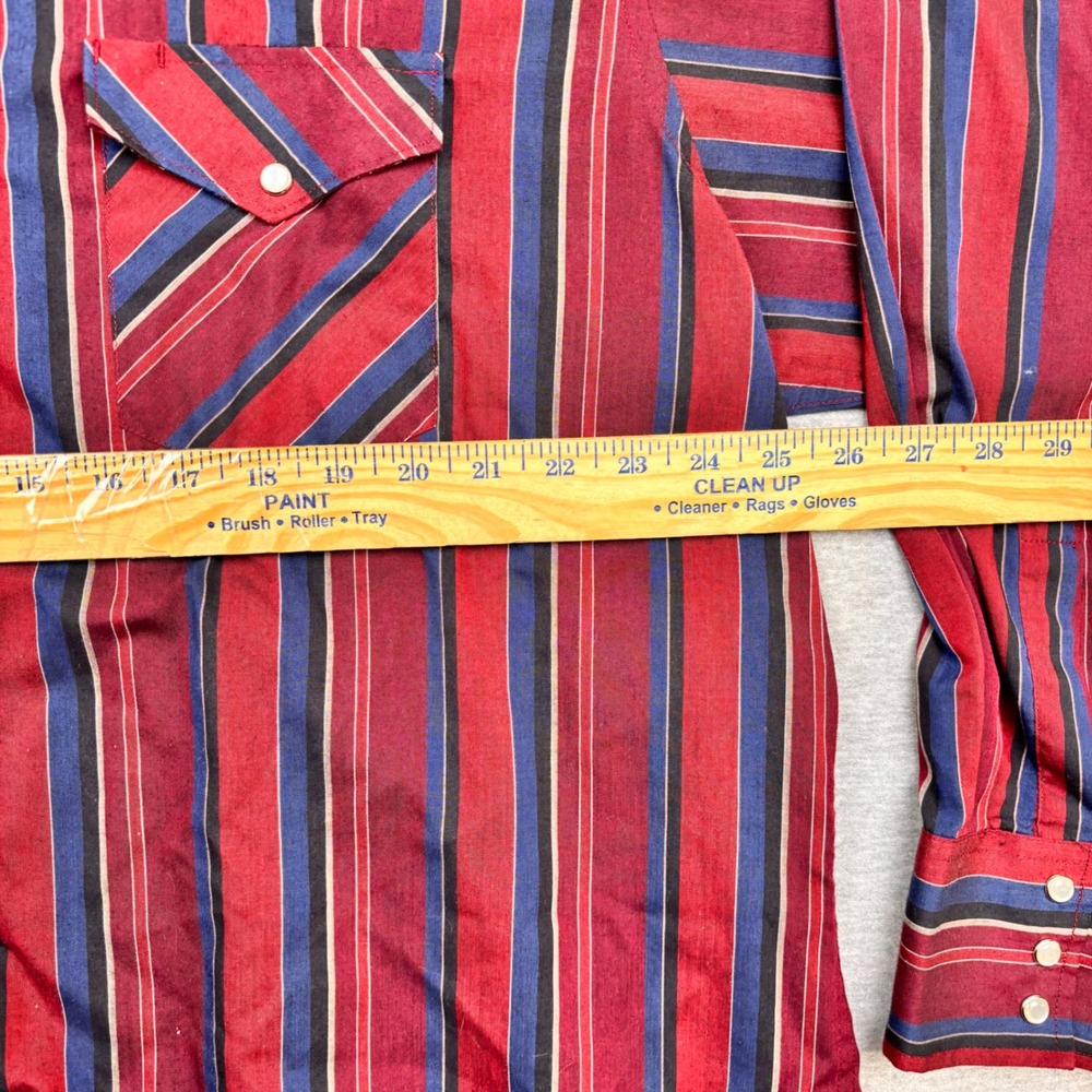Corral West Ranchwear Mens XXL Striped Western Pearl Snap Shirt Red Blue 2XL - Picture 4 of 6